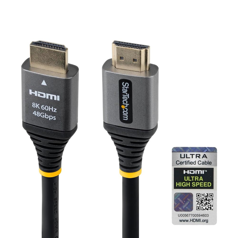 StarTech 3ft (91cm) Certified Ultra High Speed HDMI Cable, 8K 60Hz/4K 120Hz, HDMI 2.1 Cord with HDR10+ / eARC, 48Gbps