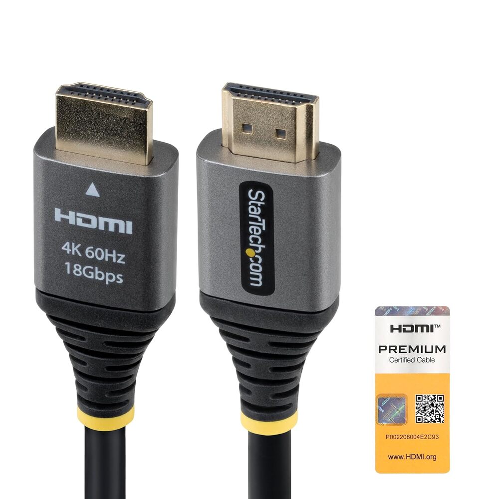 StarTech 3ft (91cm) Premium Certified High Speed HDMI Cable, 4K 60Hz/1440p 144Hz UHD, High-Flex HDMI 2.0 Cord with HDR10/ARC, 18Gbps
