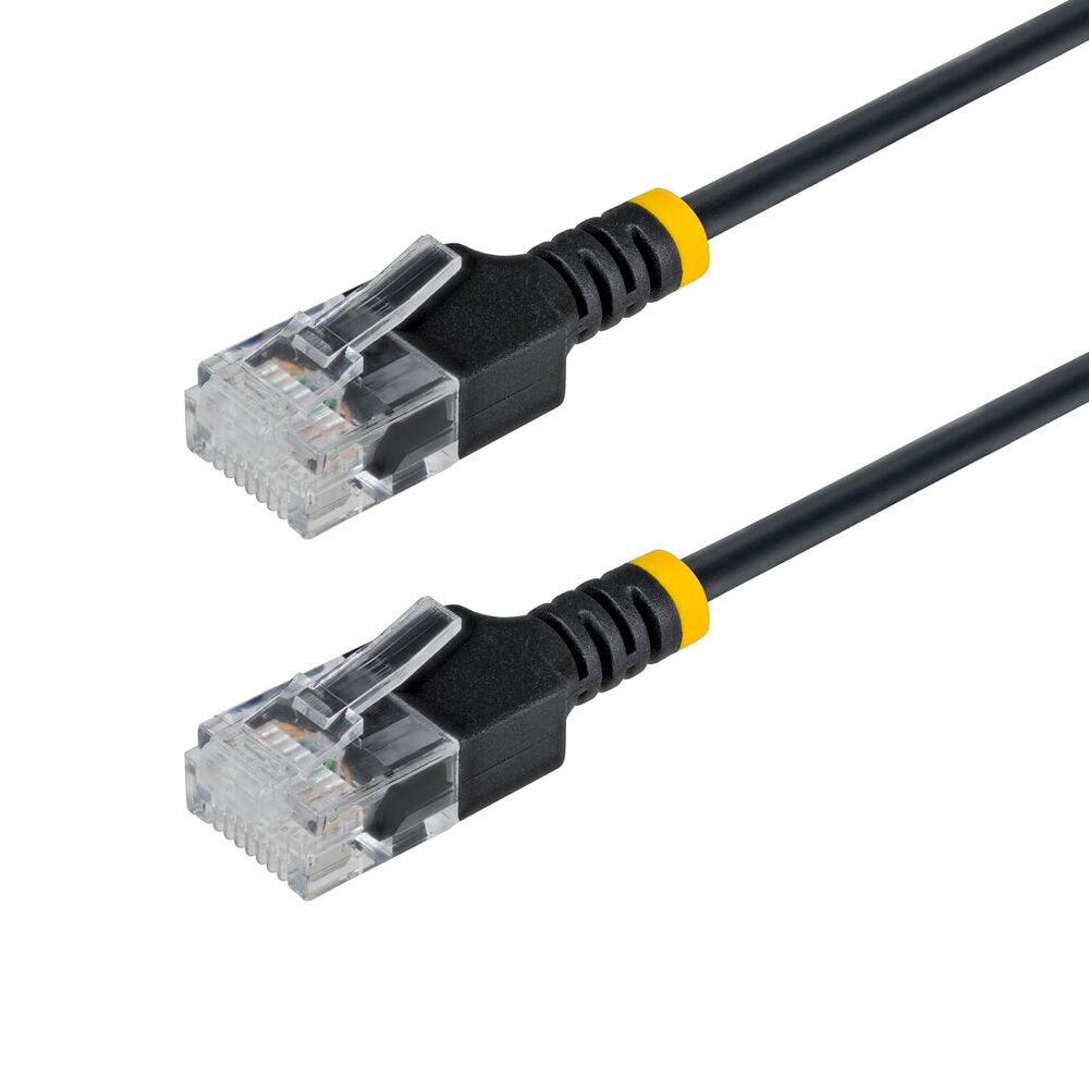 StarTech 6in Black Ultra Slim CAT6a Ethernet Cable, UTP, Pure Bare Copper Wire, 34AWG Slim RJ45 Network Patch Cord