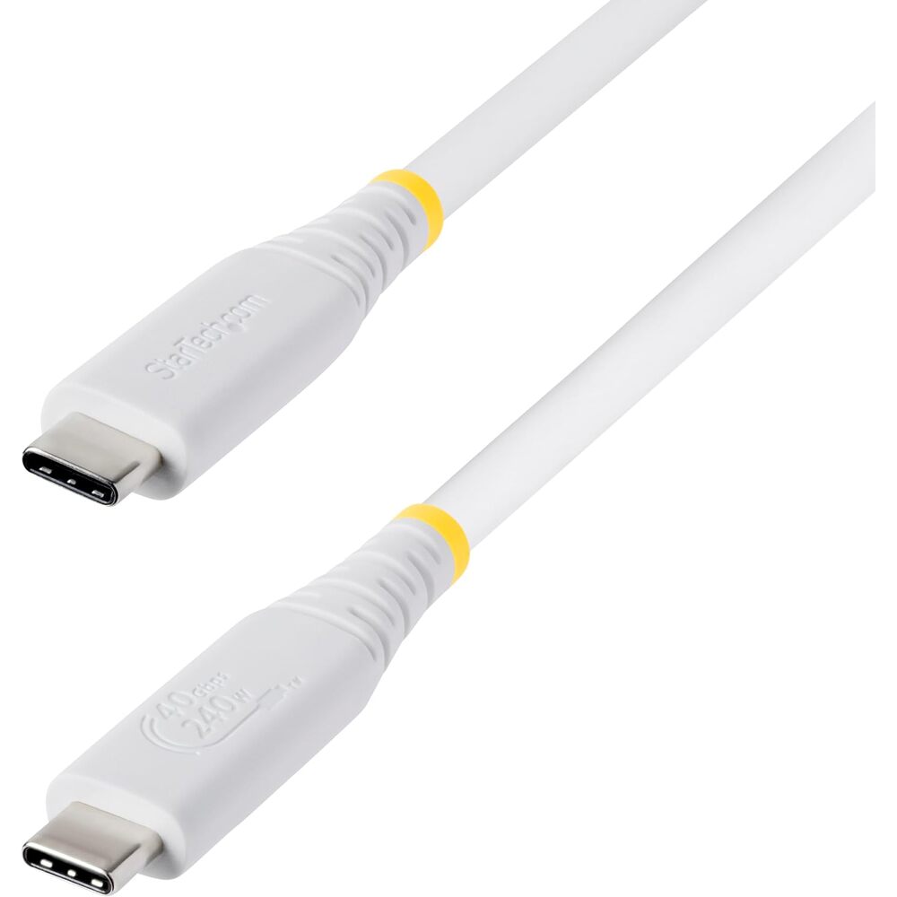 StarTech 3ft (91cm) USB4 Cable, 40Gbps, USB-IF Certified USB-C Cable, 240W, 8K 60Hz/4K 240Hz DP2.1, Thunderbolt 4 Compatible, White