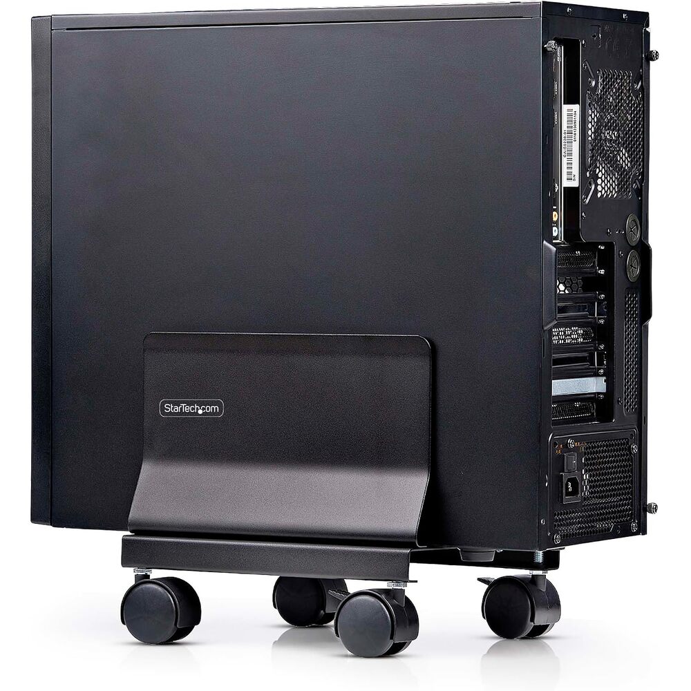 StarTech.com Computer Tower Cart, Rolling Mobile CPU Caddy on Wheels, Max Load 46.3lb/21kg, Adjustable Desktop Case Mount