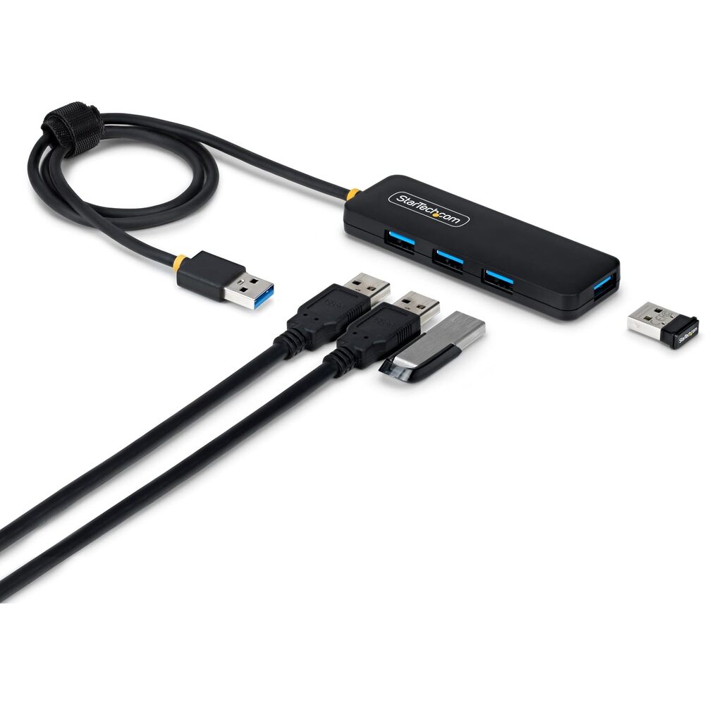StarTech USB-A 4-Port Hub, SuperSpeed 5Gbps, 4 � USB-A Adapter, Bus-Powered Portable Hub with Extra Long 2 ft Cable, Plug-and-Play for MacBook, Dell, Chromebook, PC & Peripheral Devices