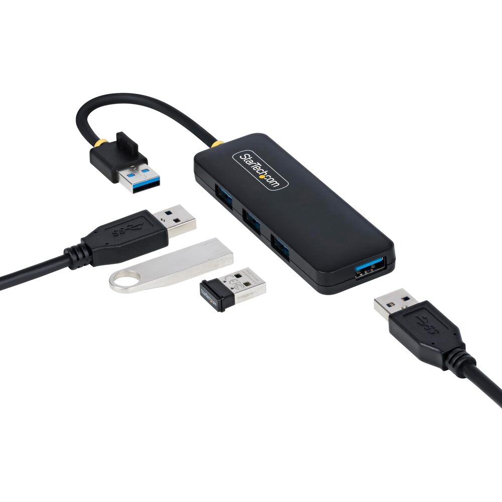 StarTech.com 4-Port USB-A Hub, USB 3.0 (5Gbps) Data Transfer, Bus Powered, Travel Mini Hub, Portable Multi-Port USB Splitter, Windows PC, MacBook, iMac, Chromebook, Surface and More