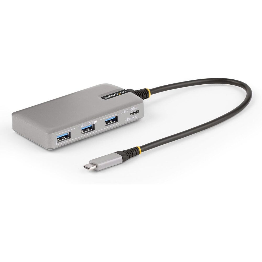 StarTech 4-Port USB-C Hub with USB-C DP Alt Mode Video Output 4K 60Hz - 3X USB-A, 1x USB Type-C, 100W Power Delivery Pass-Through, USB 3.2 10Gbps, 1ft/30cm Cable, Portable USB Hub (HB31C3A1CDPPD3)
