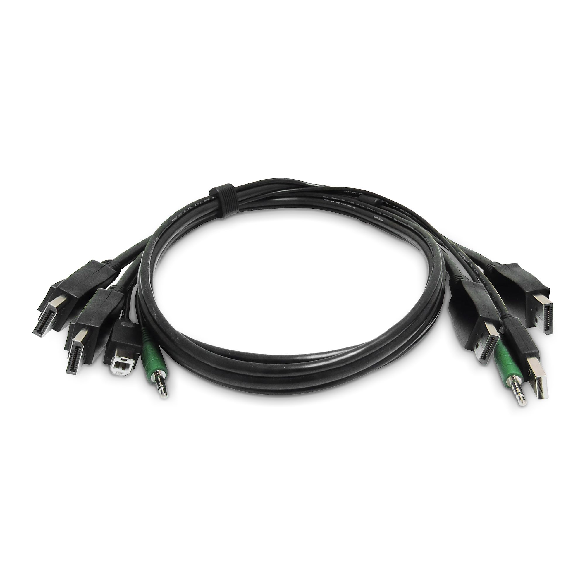 StarTech.com 10ft (3m) Dual-DisplayPort KVM Cable, USB 2.0, 3.5mm, Universally Compatible Combo Cable for KVM Switches, TAA