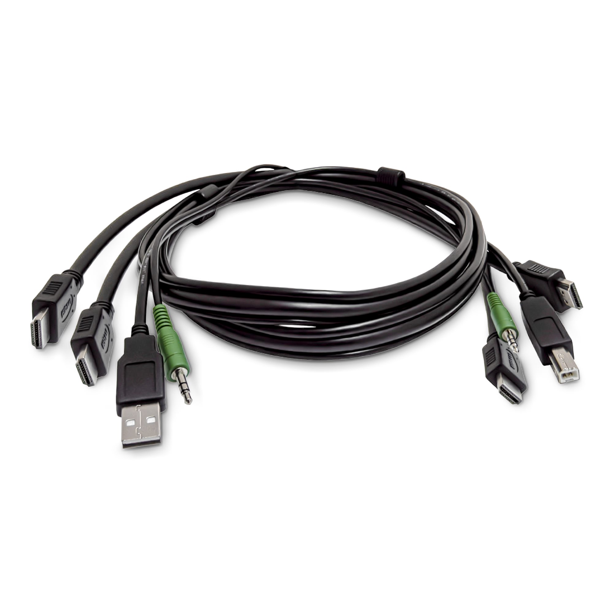 StarTech.com 10ft (3m) Dual-HDMI KVM Cable, USB 2.0, 3.5mm, Universally Compatible Combo Cable for KVM Switches, TAA