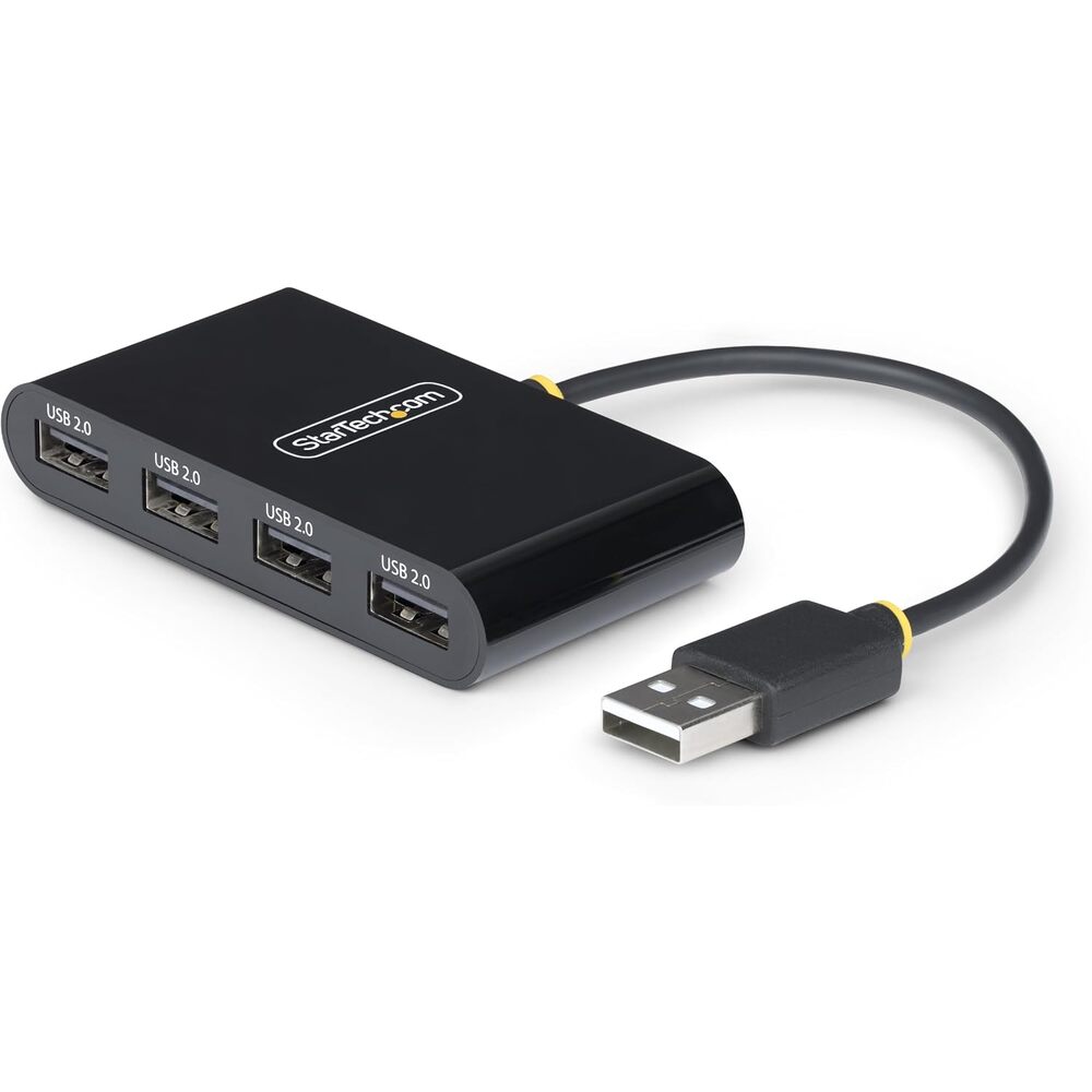 StarTech.com 4-Port USB 2.0 Hub, USB Bus Powered, Small Travel Mini USB Hub, Multi-Port USB 2.0 Splitter, Portable USB Hub