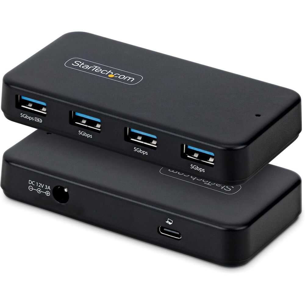 StarTech 4-Port USB-A Hub, 5Gbps, Self-Powered, 2-in-1 USB-C and USB-A Host Cable, 1x BC 1.2 Charging Port, 24W Power Adapter Included, MacBook and Windows