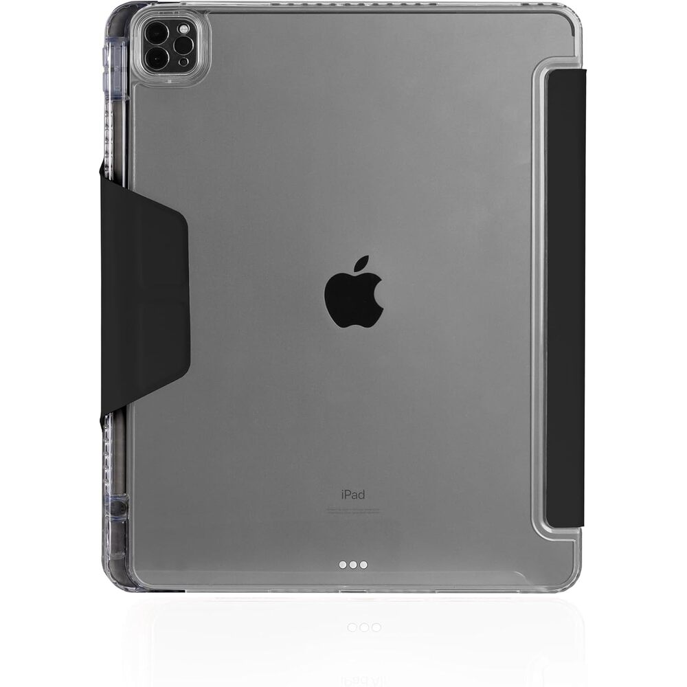 STM OPP Case for iPad Air 13-inch (M4/M3/M2) � Ultra-Slim Folio Cover with Origami Stand, Crystal Clear Back, Drop Protection, Apple Pencil Holder, Easy Port Access � Black