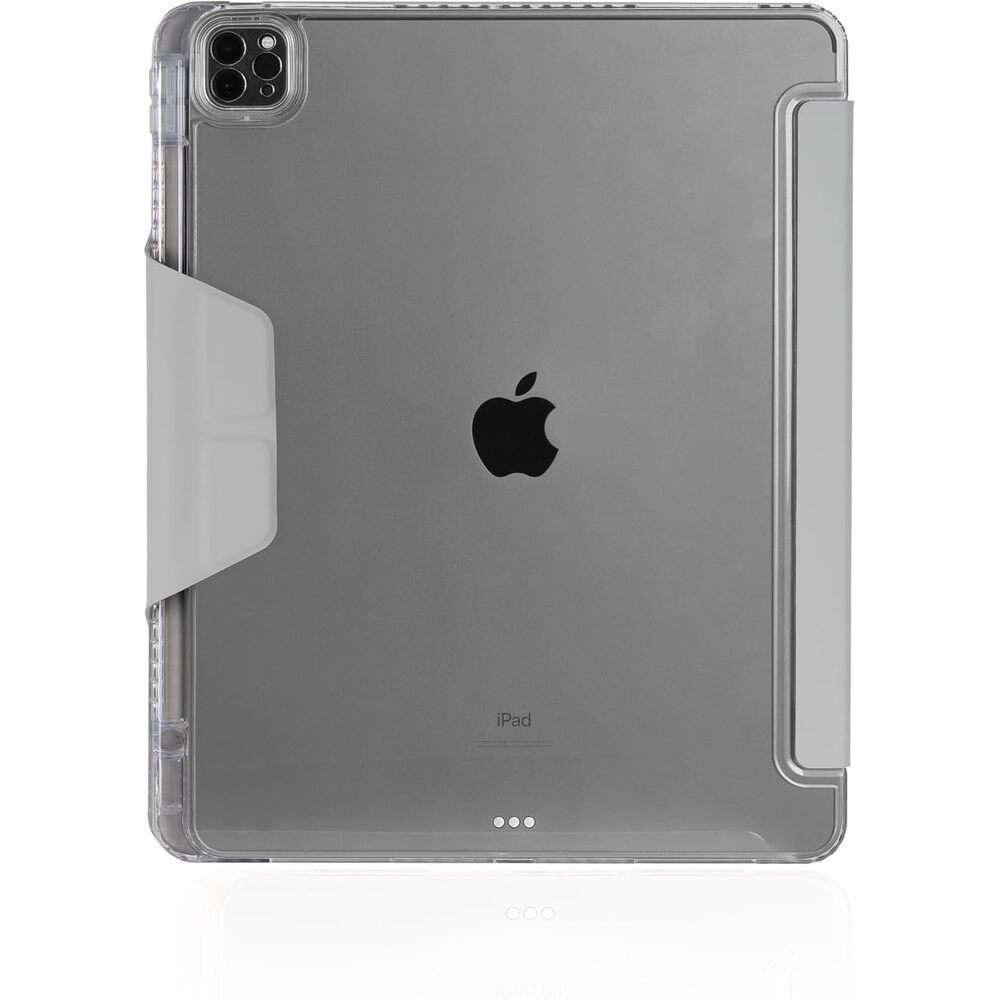 STM OPP Case for iPad Air 13-inch (M4/M3/M2) � Ultra-Slim Folio Cover with Origami Stand, Crystal Clear Back, Drop Protection, Apple Pencil Holder, Easy Port Access � Grey