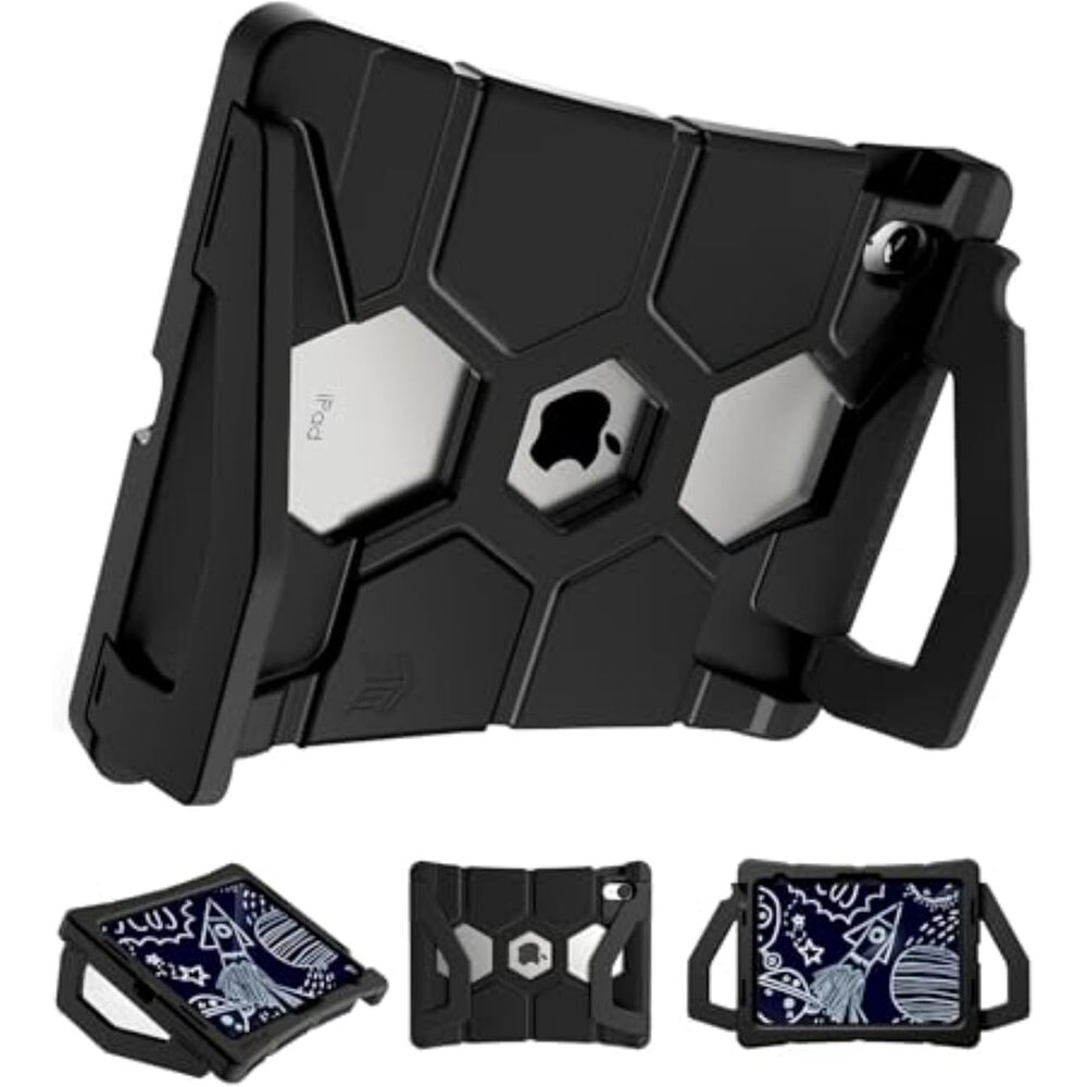 STM Goods Duxling iPad (A16/10th Gen) Case for Kids - Ultra-Protective, Two-Handle Design Allows for Easy Carry and Functions as a Multi-Angle Stand - Ideal for Parents, Teachers, Students - Black