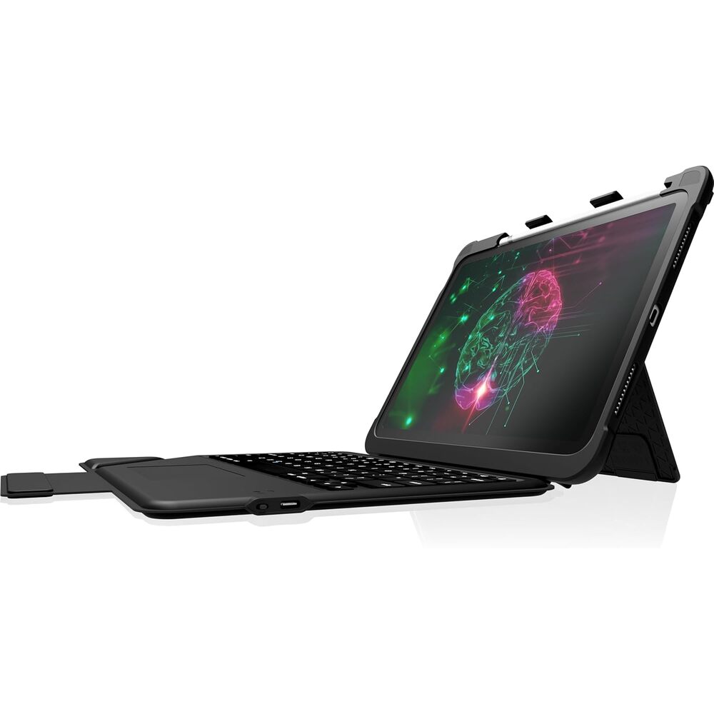 STM Goods Dux Bluetooth Keyboard Trackpad for iPad (A16)/10th Gen, Bluetooth Connected Keyboard - Rugged, Rubberized Drop Protection, Trackpad, Apple Pencil 1 or Logitech Crayon Storage - Black