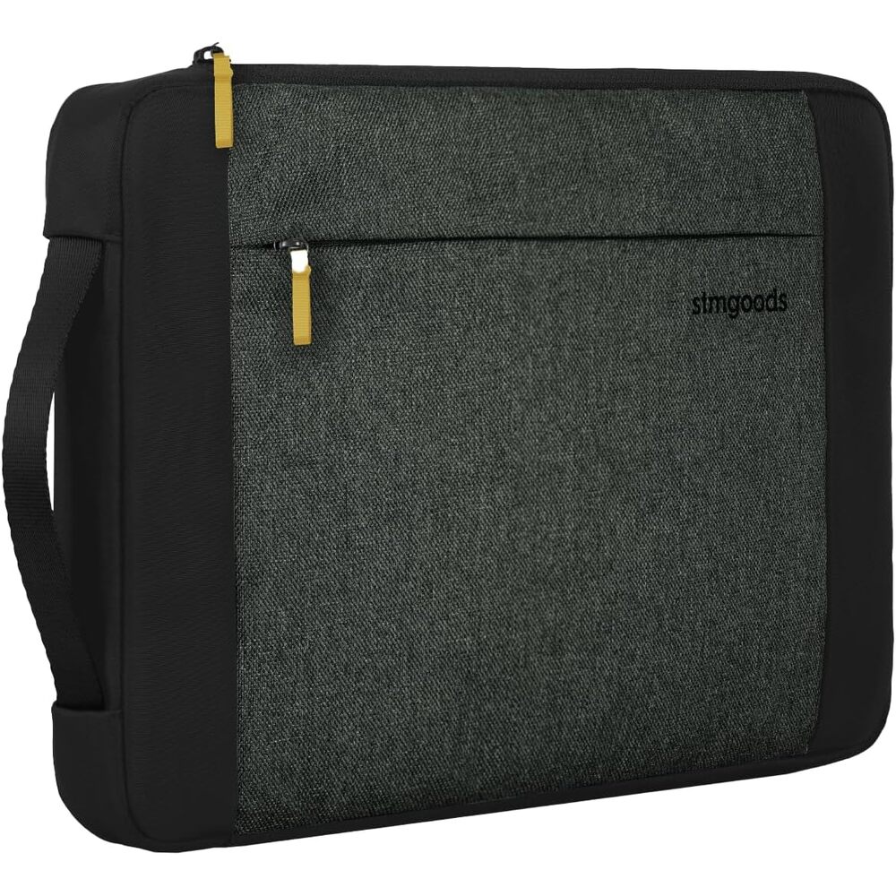 STM Kin Laptop Sleeve � Slim & Lightweight, Fleece-Lined Interior, 4mm EVA Shock Absorption, Zippered Storage Pocket, Retractable Handle, Stylish & Protective Design for 14� Laptops - Black Slate