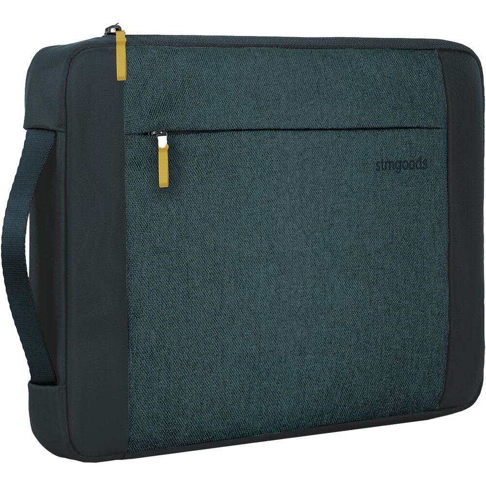 STM Kin Laptop Sleeve � Slim & Lightweight, Fleece-Lined Interior, 4mm EVA Shock Absorption, Zippered Storage Pocket, Retractable Handle, Stylish & Protective Design for 14� Laptops - Aqua Blue