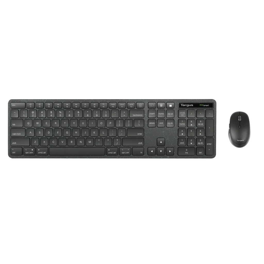 Targus Full-Size Wireless EcoSmart� Keyboard and Midsize Wireless Mouse Combo with DefenseGuard � Dual Connectivity, Multi-Device Support, and Sustainable Design (AKM626USZ)