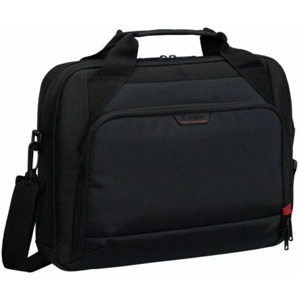 Targus 13�14 Inch Classic EcoSmart Briefcase, Slim Laptop Bag with Padded Laptop Sleeve, Anti-Theft Zippers, Hidden Phone Pocket, Water-Resistant Design, Trolley Strap, Black CN414GL