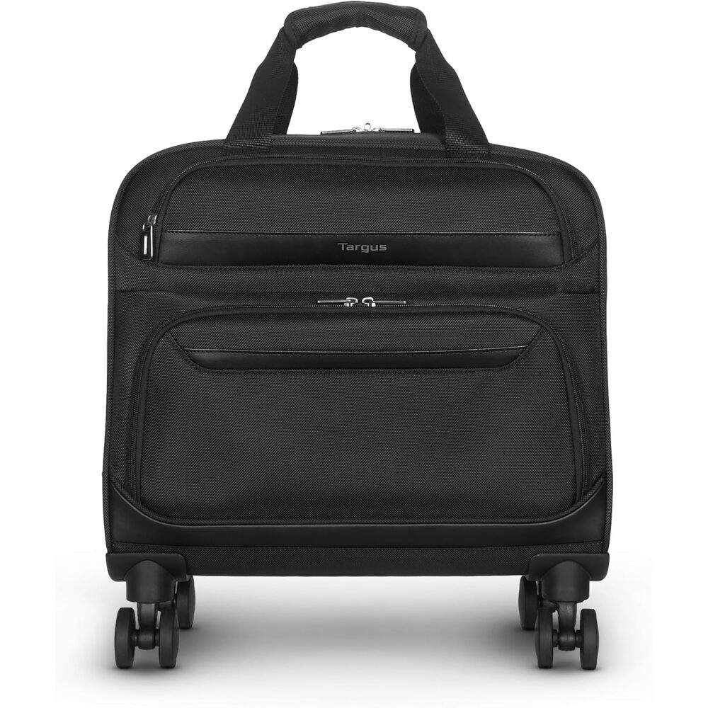 Targus 16� Transit 4-Wheel Rolling Laptop Bag, Lightweight Multi-Compartment Carry-On Rolling Briefcase for Women Men, Laptop Bag on Wheels, Telescopic Handle, Smooth-Gliding Wheels, Black (TBR044GL)