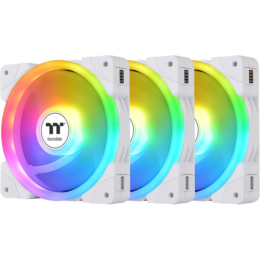 Thermaltake SWAFAN EX 12 ARGB PC Cooling Fan White, 3-Fan pcak, 500~2000 RPM, Magnetic Connection, Reversable Blades, sync with MB RGB Software, CL-F169-PL12SW-A