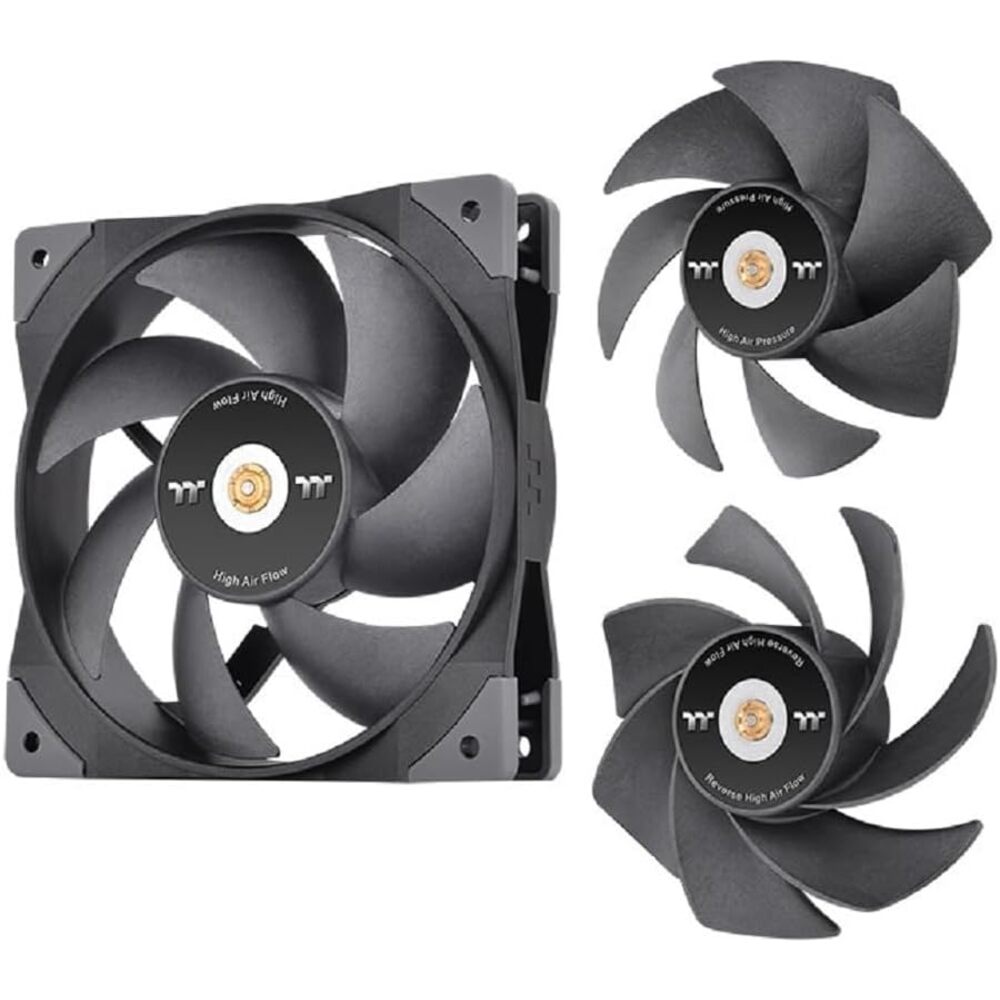Thermaltake SWAFAN GT12 PC Cooling Fan, 3 Types of Detachable Fan Blades, High Pressure/High Air Flow/Reversed (Single Fan Pack) CL-F155-PL12BL-A