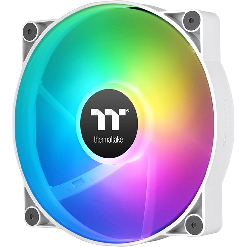 Thermaltake CT200 ARGB PWM Fan Single Pack, PWM Controlled 500~900 rpm, 5V Motherboard Sync, 16.8 Million Color 9 Addressable LEDs, Airflow 131.6 CFM, Hydraulic Bearing, 200mm, White, CL-F180-PL20SW-A