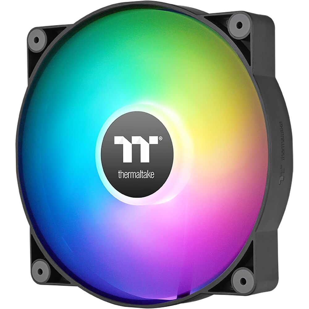 Thermaltake CT200 ARGB PWM Fan Single Pack, PWM Controlled 500~900 rpm, 5V Motherboard Sync, 16.8 Million Color 9 Addressable LEDs, Airflow 131.6 CFM, Hydraulic Bearing, 200mm, Black, CL-F179-PL20SW-A