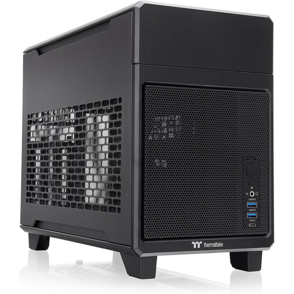 Thermaltake TR100 SFF Chassis; mITX Support; 18.9 Liters; PCIe 4.0 Riser Cable Included; 360mm GPU Clearance; 280mm Radiator Support; Removable PCIe Bracket; Black; CA-11A-00S1NN-00