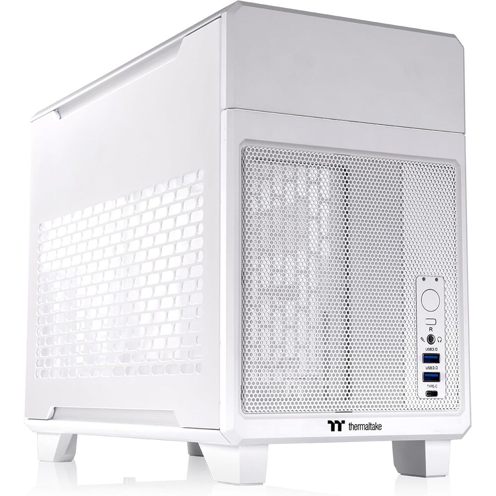 Thermaltake TR100 SFF Chassis; mITX Support; 18.9 Liters; PCIe 4.0 Riser Cable Included; 360mm GPU Clearance; 280mm Radiator Support; Removable PCIe Bracket; Snow; CA-11A-00S6NN-00