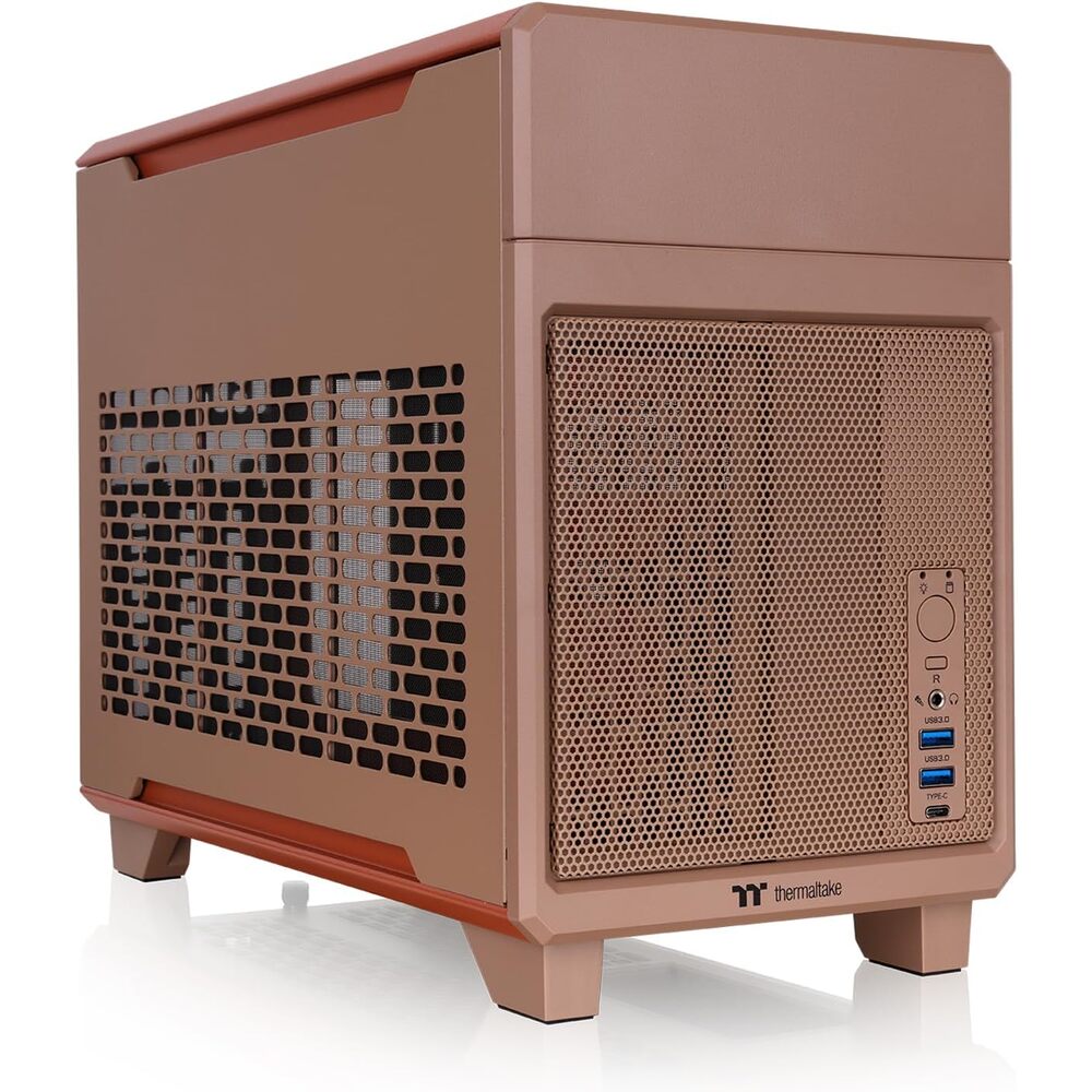 Thermaltake TR100 SFF Chassis; mITX Support; 18.9 Liters; PCIe 4.0 Riser Cable Included; 360mm GPU Clearance; 280mm Radiator Support; Removable PCIe Bracket; Gravel Sand; CA-11A-00SGNN-00
