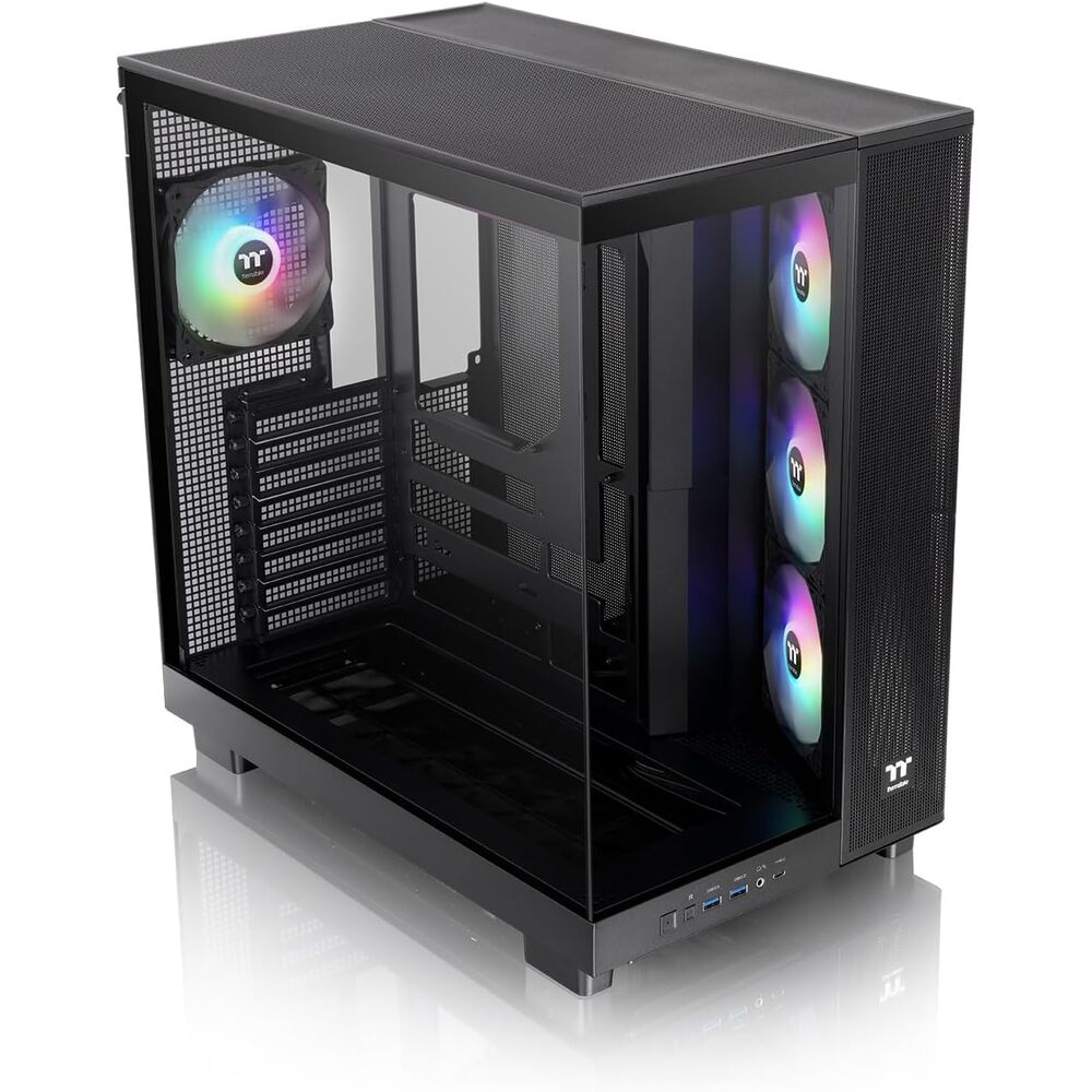 Thermaltake View 380 XL TG ARGB; 4x120mm ARGB Lite Fans Included; 360mm Radiator Support; 420mm GPU Clearance; Hidden Connector Support; Dual Chamber; Black; CA-11E-00M1WN-00