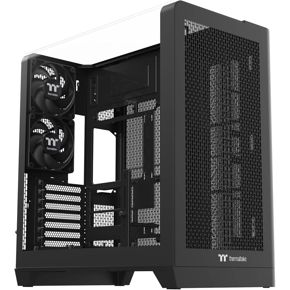 Thermaltake View 390 Air; Mid Tower; 2x120mm CT Fans Included; 360mm Radiator Support; 420mm GPU Clearance; Hidden Connector Support; Rotatable PCIe Slots; 200mm PSU Clearance; Black; CA-11F-00M1WN-00