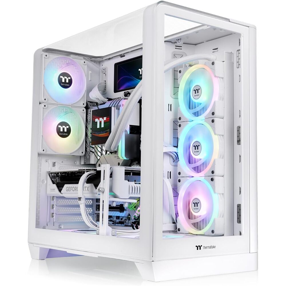Thermaltake View 390 TG; Mid Tower; 2x120mm CT PWM Fans Included; 360mm Radiator Support; 460mm GPU Clearance; Hidden Connector Support; Rotatable PCIe Slots; Snow; CA-11F-00M6WN-01
