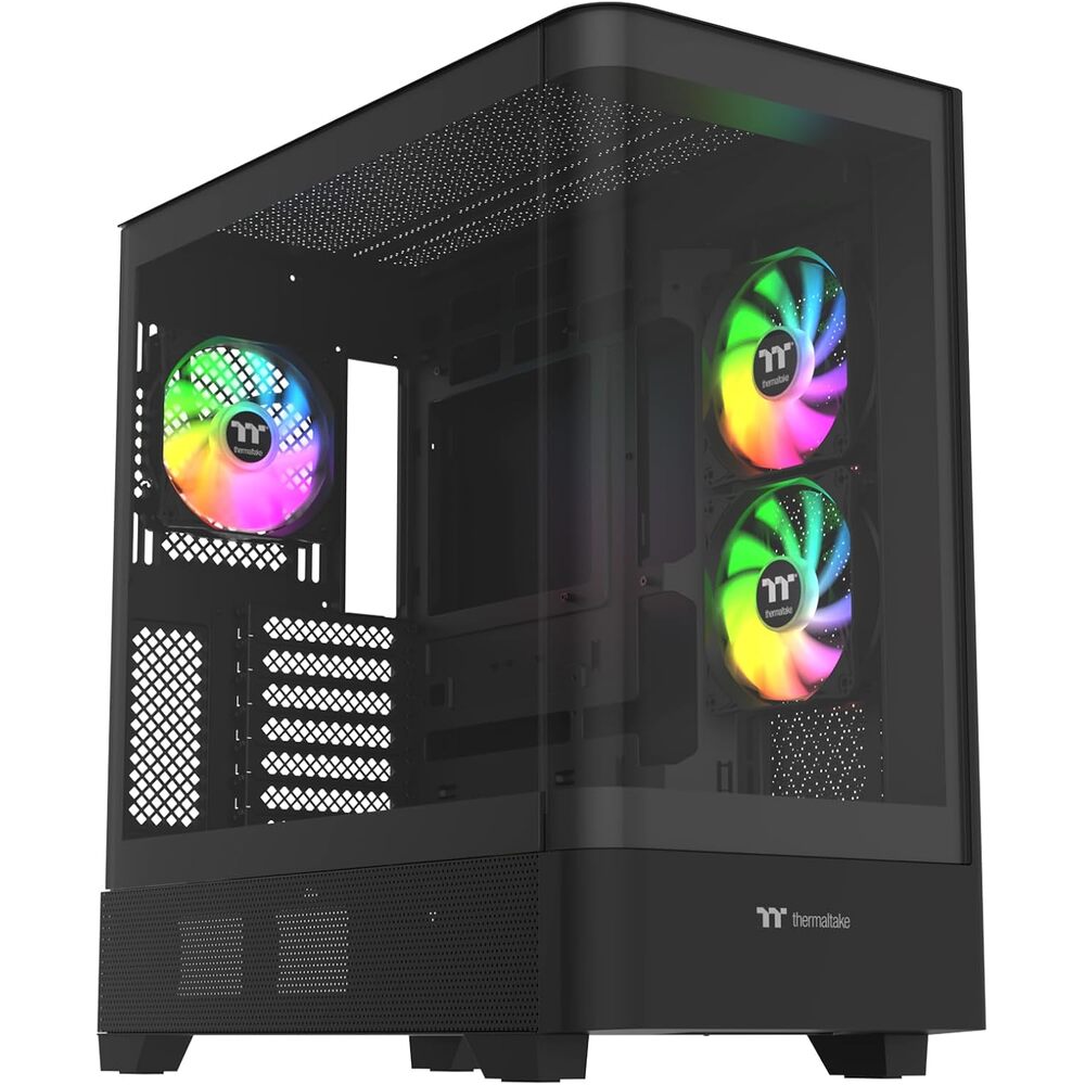 Thermaltake View 290; Mid Tower; 3x120mm ARGB Lite Fans Included; 360mm Radiator Support; 450mm GPU Clearance; Hidden Connector Support; Rotatable PCIe Slots;200mm PSU Clearance;Black;CA-11G-00M1WN-00