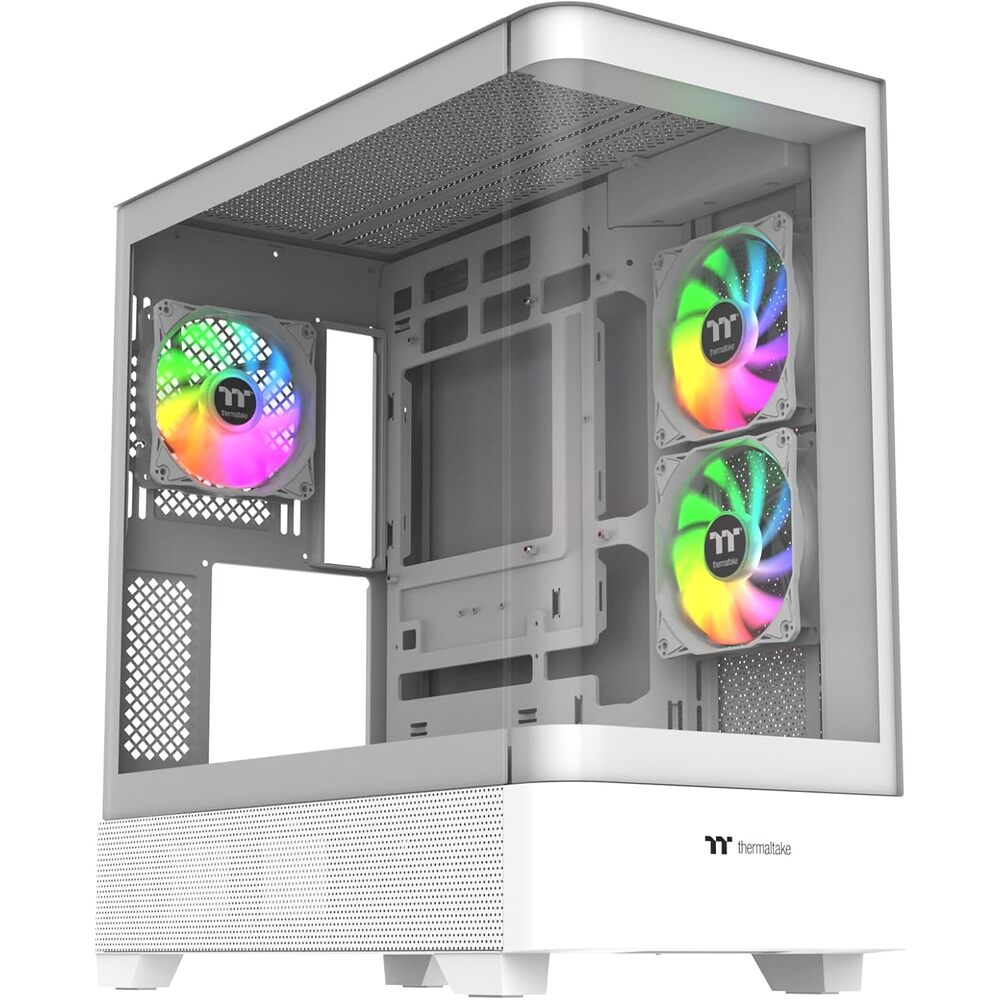 Thermaltake View 290; Mid Tower; 3x120mm ARGB Lite Fans Included; 360mm Radiator Support; 450mm GPU Clearance; Hidden Connector Support; Rotatable PCIe Slots;200mm PSU Clearance;Snow;CA-11G-00M6WN-00