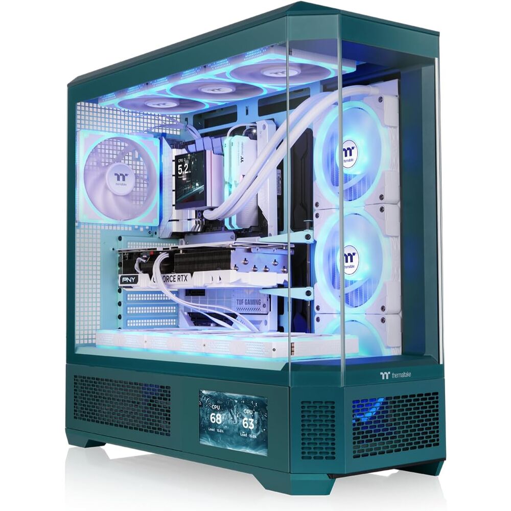 Thermaltake View 600 TG; Full Tower; 420mm Radiator Support; 480mm GPU Clearance; Hidden Connector Support; Rotatable PCIe Slots; 220mm PSU Clearance; Transformative Teal; CA-11H-00FTWN-00