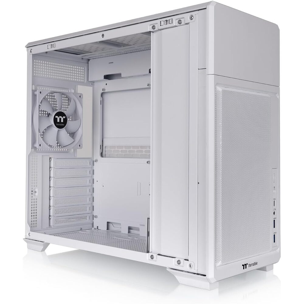 Thermaltake TR300 TG Snow White Tempered Glass Power Extension Cord 120 mm White Fan