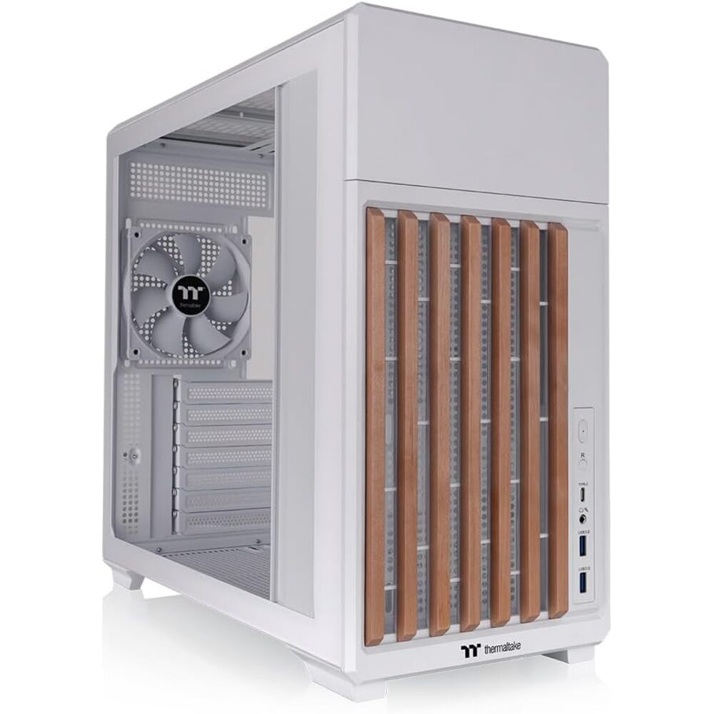 Thermaltake TR300 WS; Wood Trim; Mid Tower; 1x120mm PWM Fan Included; ATX/mATX/mITX Support; 360mm Radiator Support; 410mm GPU Clearance; 165mm Air Cooler Clearance; Snow; CA-11M-00M6WN-WS