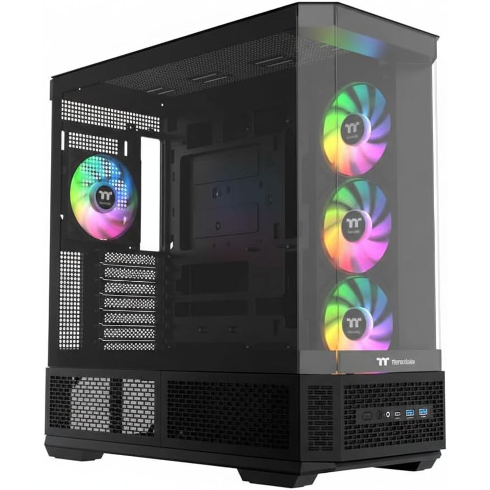 Thermaltake View 370 TG ARGB Mid Tower; 1x360mm & 1x120 ARGB PWM Fans Included; 360mm Rad Support; 420mm GPU Clearance; Hidden Connector Support (ATX/mATX); Vertical GPU Support;Black;CA-11N-00M1WN-00