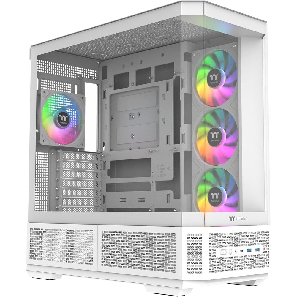 Thermaltake View 370 TG ARGB Mid Tower; 1x360mm & 1x120 ARGB PWM Fans Included; 360mm Rad Support; 420mm GPU Clearance; Hidden Connector Support (ATX/mATX); Vertical GPU Support;Snow; CA-11N-00M6WN-00