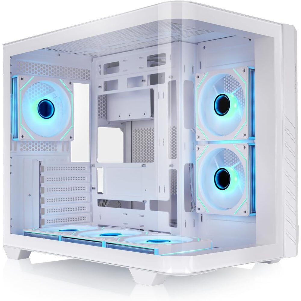 Thermaltake Vision 330 CR ARGB; Mid Tower; Curved Hinged TG panel; 6x120mm Infinity ARGB PWM Fans Included; 360mm Radiator Support; 420mm GPU Clearance; Hidden Connector Support;Snow; CA-11V-00M6WN-00