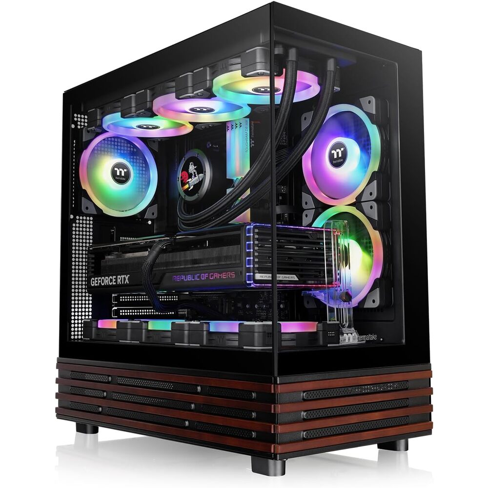 Thermaltake View 270 Plus WS ARGB; Mid Tower; 3x120mm Lite Fans Included; 360mm Radiator Support; 420mm GPU Clearance;Bottom Wood Trim; E-ATX/ATX/mATX/mITX; 220mm PSU Clearance;Black; CA-1Y7-00M1WN-WS