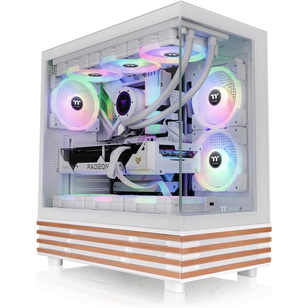 Thermaltake View 270 Plus WS ARGB; Mid Tower; 3x120mm Lite Fans Included; 360mm Radiator Support; 420mm GPU Clearance; Bottom Wood Trim; E-ATX/ATX/mATX/mITX; 220mm PSU Clearance;Snow; CA-1Y7-00M6WN-WS