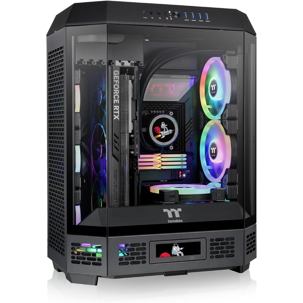 Thermaltake Tower 600 Black Mid-Tower ATX Case; 3 Tempered Glass Panels; Hidden-Connector Motherboard Support; Rotational PCI-e Slots; CA-1Z1-00M1WN-00; 3 Year Warranty