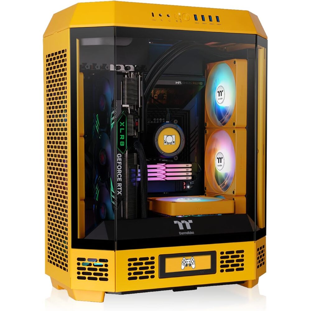 Thermaltake Tower 600 Bumblebee Mid Tower; 2x140mm CT Fans Included; 420mm Radiator Support; 400mm GPU Clearance; Hidden Connector Support; Rotatable PCIe Slots; CA-1Z1-00M4WN-00