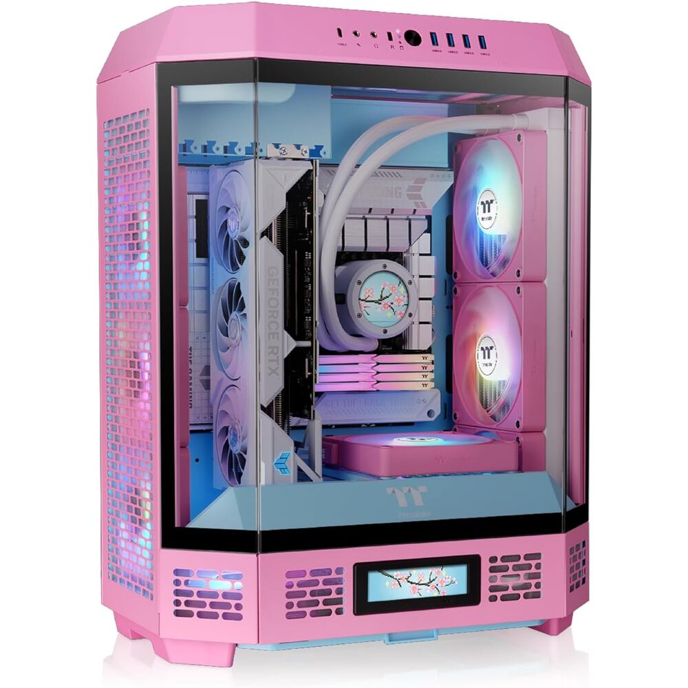 Thermaltake Tower 600 Bubble Pink Mid Tower; 2x140mm CT Fans Included; 420mm Radiator Support; 400mm GPU Clearance; Hidden Connector Support; Rotatable PCIe Slots; CA-1Z1-00MAWN-00