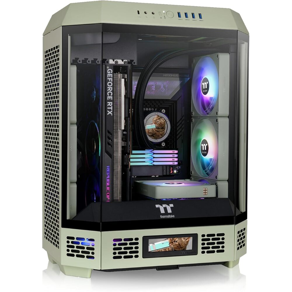 Thermaltake Tower 600 Matcha Green Mid-Tower ATX Case; 3 Tempered Glass Panels; Hidden-Connector Motherboard Support; Rotational PCI-e Slots; CA-1Z1-00MEWN-00; 3 Year Warranty