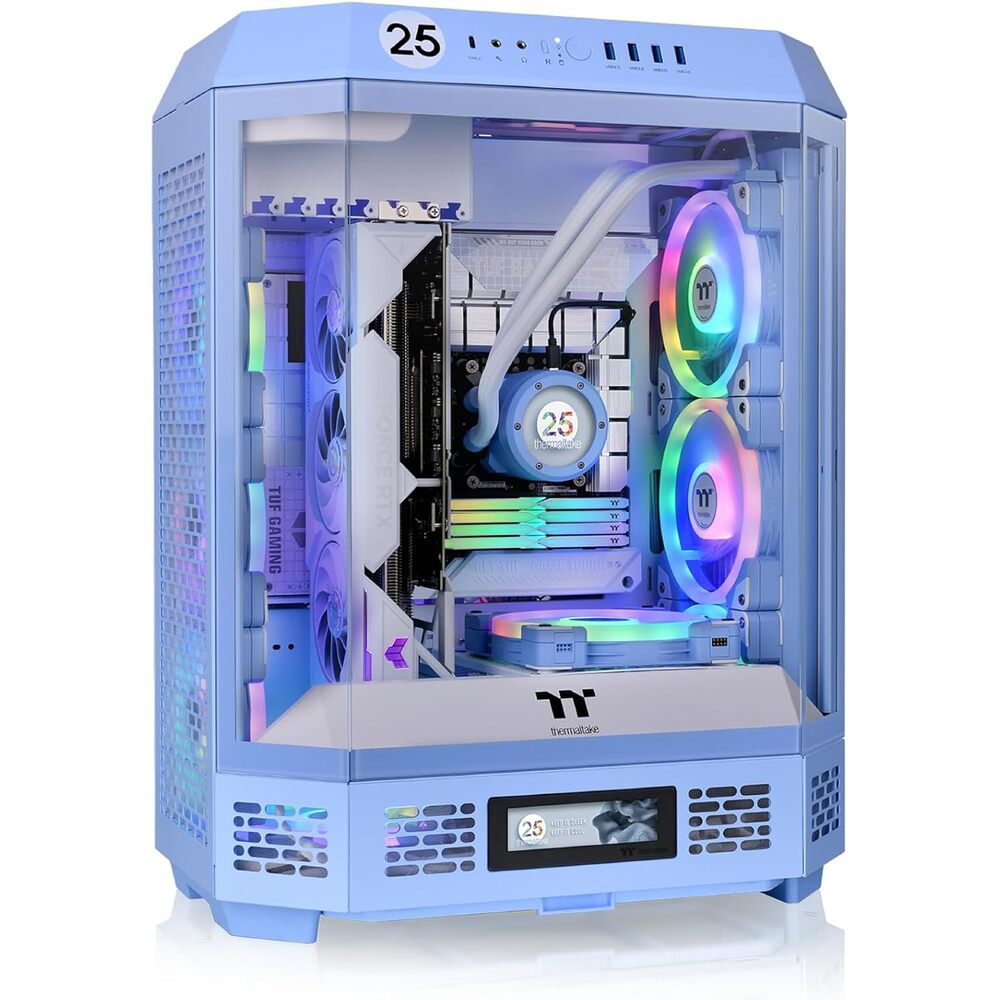 Thermaltake Tower 600 Hydrangea Blue Mid-Tower ATX Case; 3 Tempered Glass Panels; Hidden-Connector Motherboard Support; Rotational PCI-e Slots; CA-1Z1-00MFWN-00; 3 Year Warranty