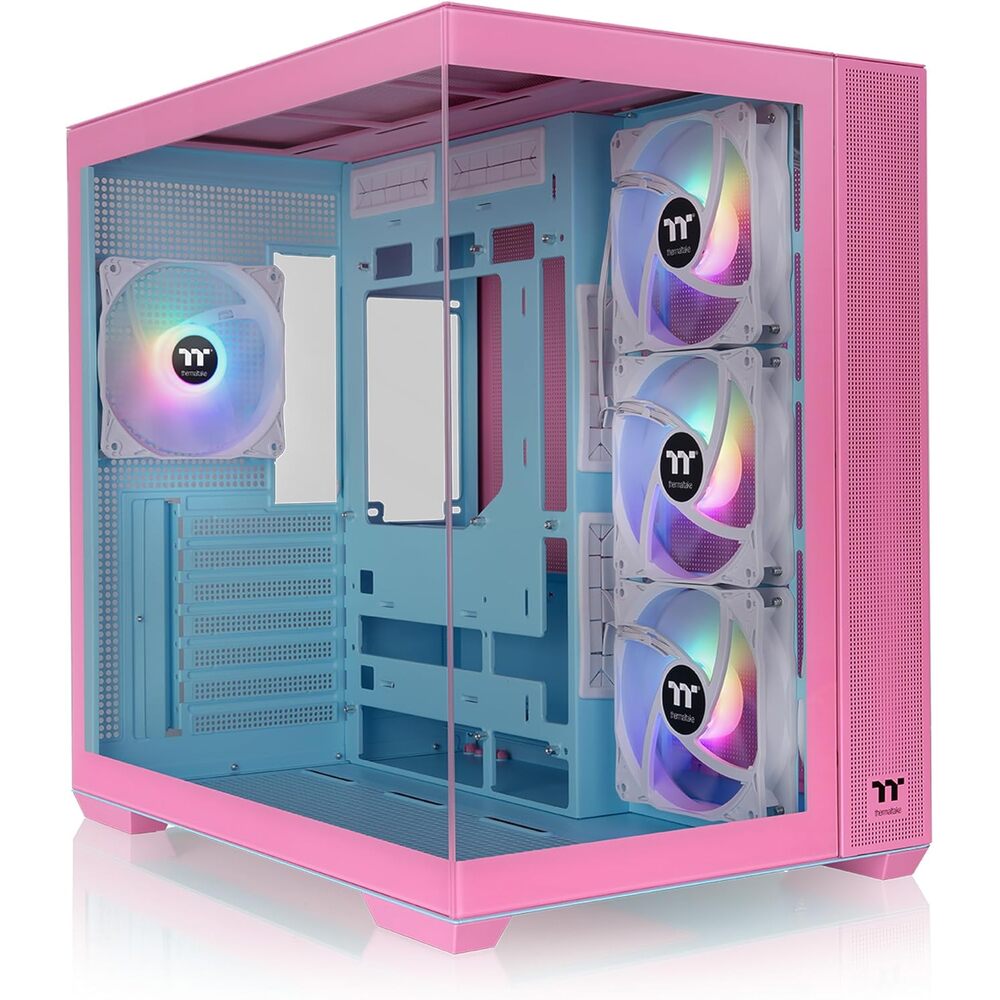 Thermaltake View 380 TG ARGB Mid Tower Chassis; 4x120mm ARGB Lite Fans Included; 360mm Radiator Support; 415mm GPU Clearance; Hidden Connector Support; Bubble Pink; CA-1Z2-00MAWN-00