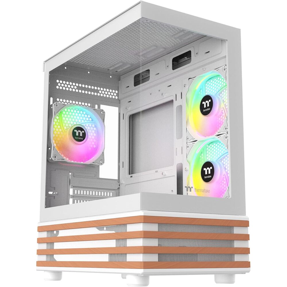 Thermaltake View 170 WS ARGB; Micro Chassis; Bottom Wood Trim; 3x120mm ARGB Lite Fans Included; 340mm GPU Clearance; 160mm Air Cooler Max Height; mATX/mITX; Snow; CA-1Z4-00M6WN-WS