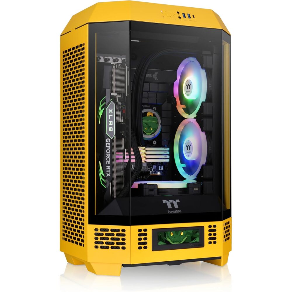 Thermaltake Tower 300 Bumblebee Micro-ATX Case; 2x140mm CT Fan Included; Support Up to 420mm Radiator; Optional Chassis Stand Kit Allows Horizontal Display; CA-1Y4-00S4WN-00; 3 Year Warranty