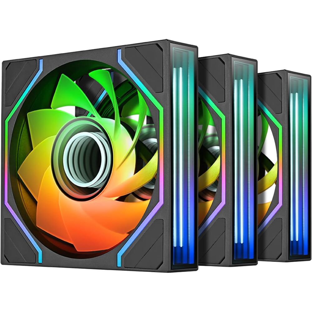 Thermaltake SWAFAN 120 EX INFINITY ARGB; Infinity Mirror Hub & Frame; 120mm x 28mm; 500~2000 RPM; MagForce 2.0; Swappable Blades; 5V 3-Pin Motherboard Sync; Screw Covers; 3-Pack;Black;CL-F245-PL12SW-A